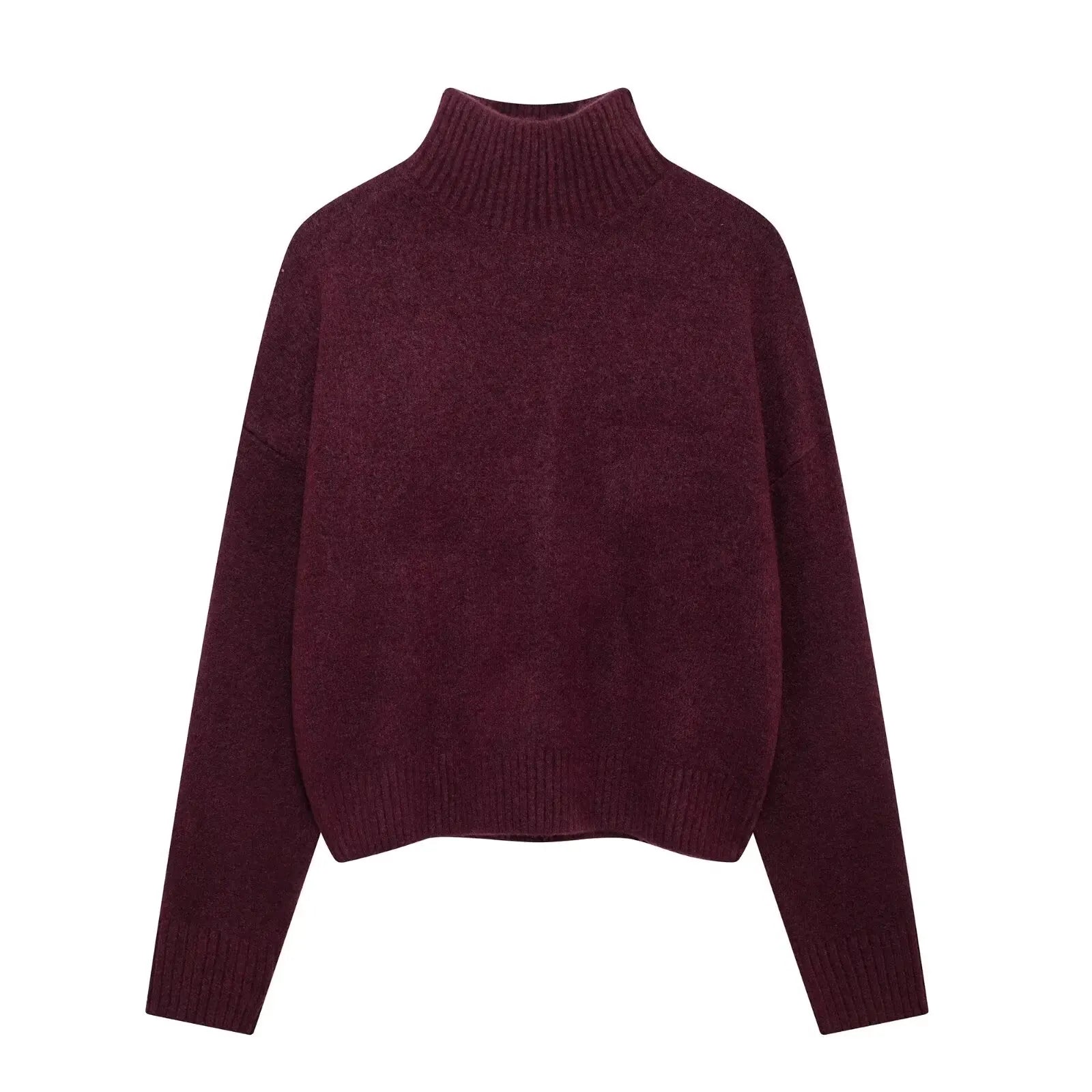 T-line Wine Red / M Women  Sweater  / pullover,  Long Sleeve, Knitted , Autumn / Winter , Warm (2 weeks delivery)