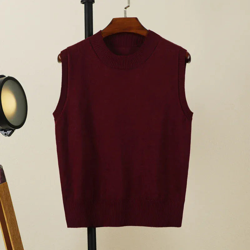 T-line Wine Red / S / CHINA Tops Female Vest, sleeveless Sweaters Pullover , Women, Warm, Knitted (5 - 10 free delivery)