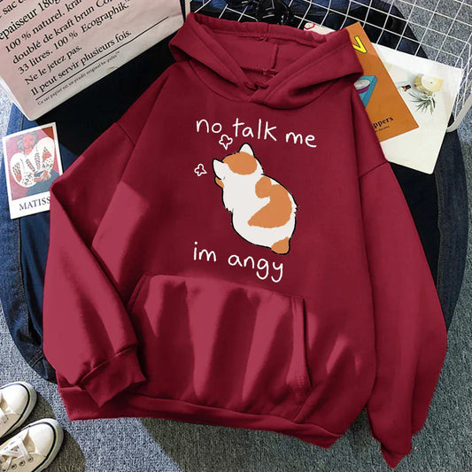 T-line Wine Red / S Cute  Women Hoodies, Soft pullover (2 weeks delivery)