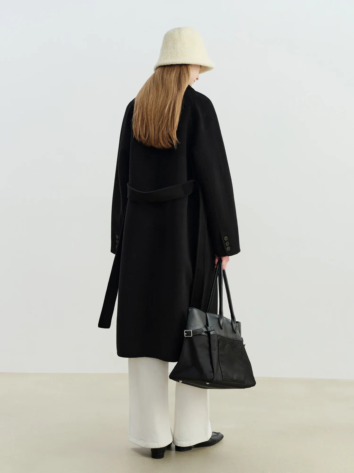 T-line Winter Wool 100% Women's Coat, Double-Faced Wool, Blend Coat, with Raglan Sleeve,  Short Tweed Overcoat f (2 weeks delivery)