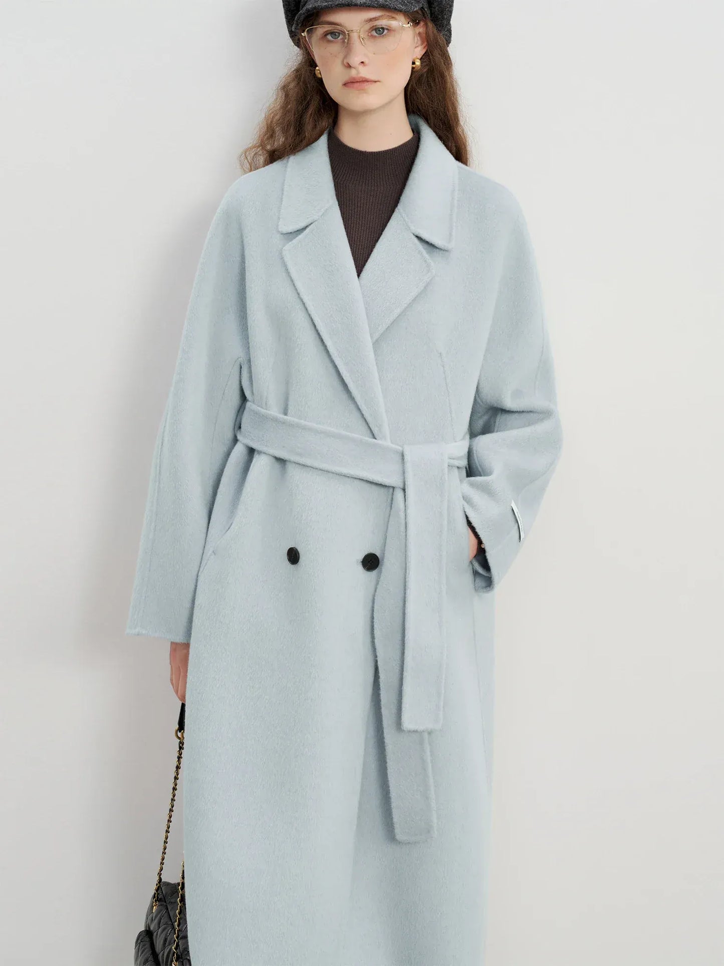 T-line Winter Wool 100% Women's Coat, Double-Faced Wool, Blend Coat, with Raglan Sleeve,  Short Tweed Overcoat f (2 weeks delivery)