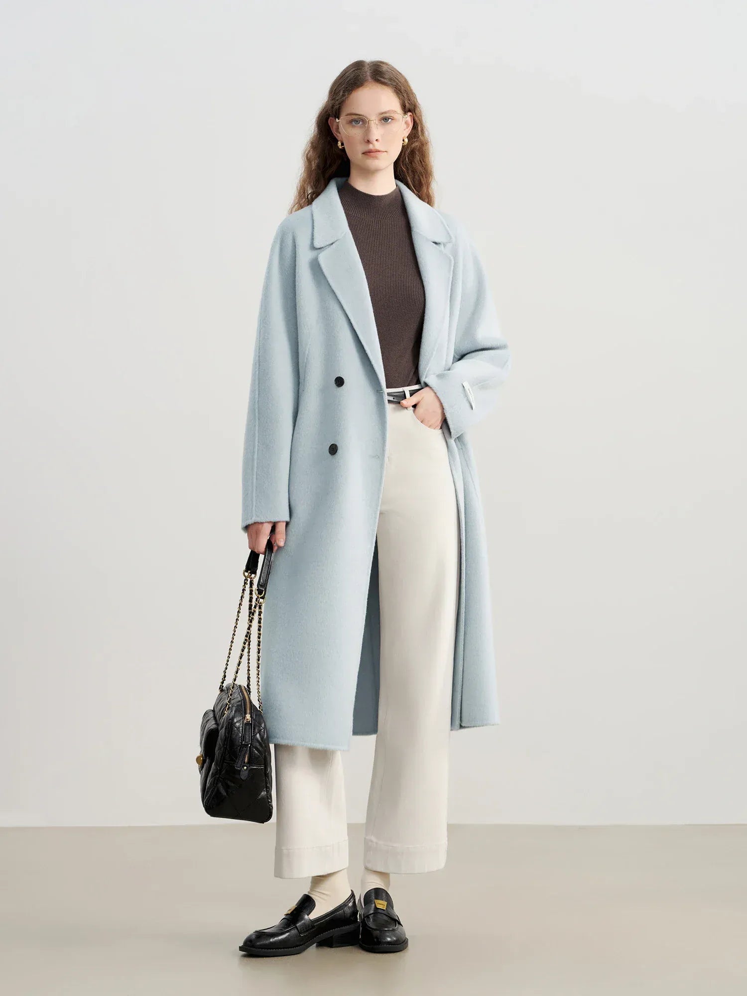 T-line Winter Wool 100% Women's Coat, Double-Faced Wool, Blend Coat, with Raglan Sleeve,  Short Tweed Overcoat f (2 weeks delivery)