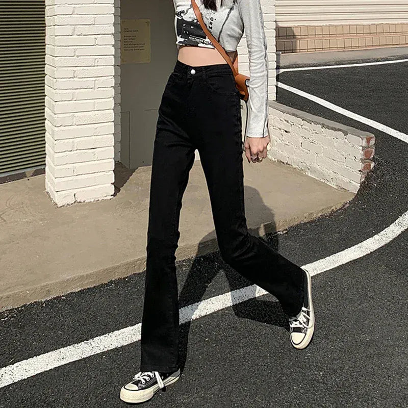 T-line Woman  High Waist, Slim Fit, Bell Bottom, Jeans, Female Pants, Denim Trousers (2 weeks delivery)