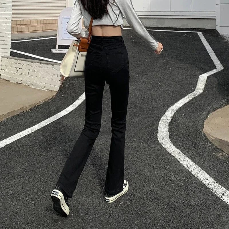 T-line Woman  High Waist, Slim Fit, Bell Bottom, Jeans, Female Pants, Denim Trousers (2 weeks delivery)