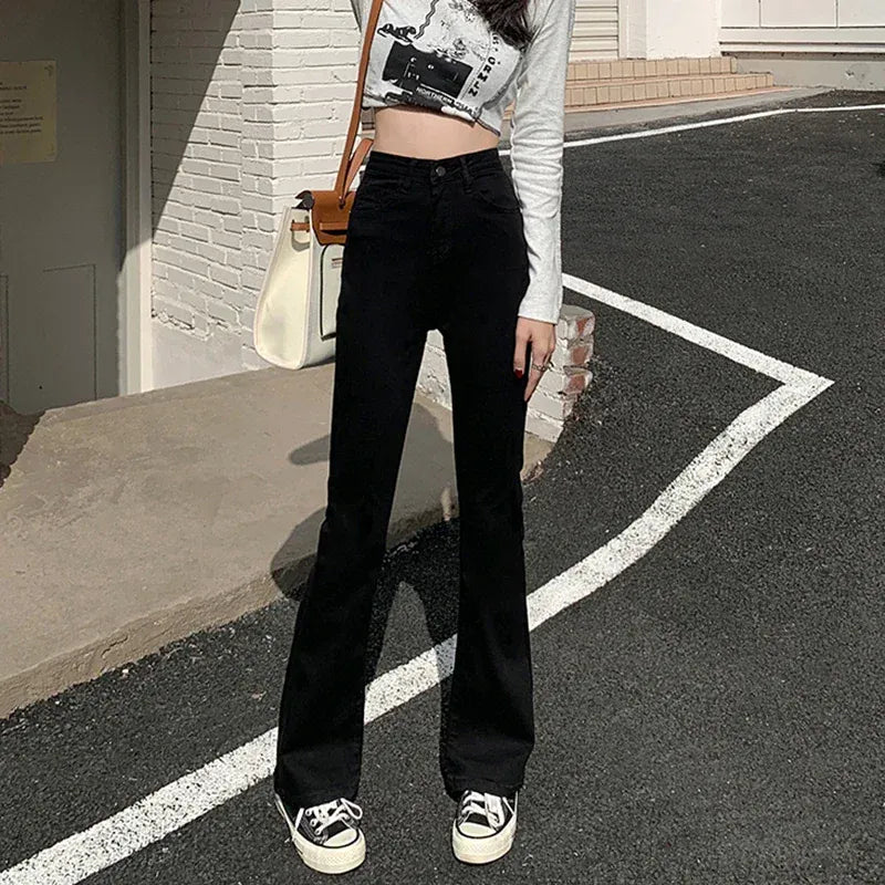 T-line Woman  High Waist, Slim Fit, Bell Bottom, Jeans, Female Pants, Denim Trousers (2 weeks delivery)