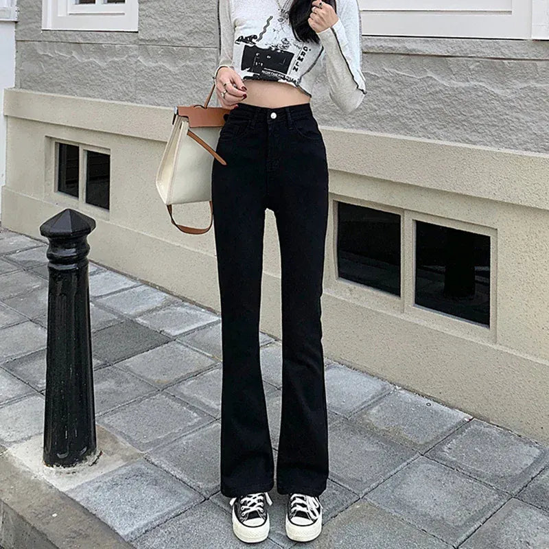T-line Woman  High Waist, Slim Fit, Bell Bottom, Jeans, Female Pants, Denim Trousers (2 weeks delivery)