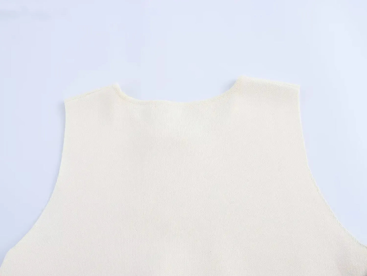 T-line Woman Side Buttons Knitted Vest, Casual Slim Sleeveless , O Neck , Autumn Crop (2 weeks delivery)