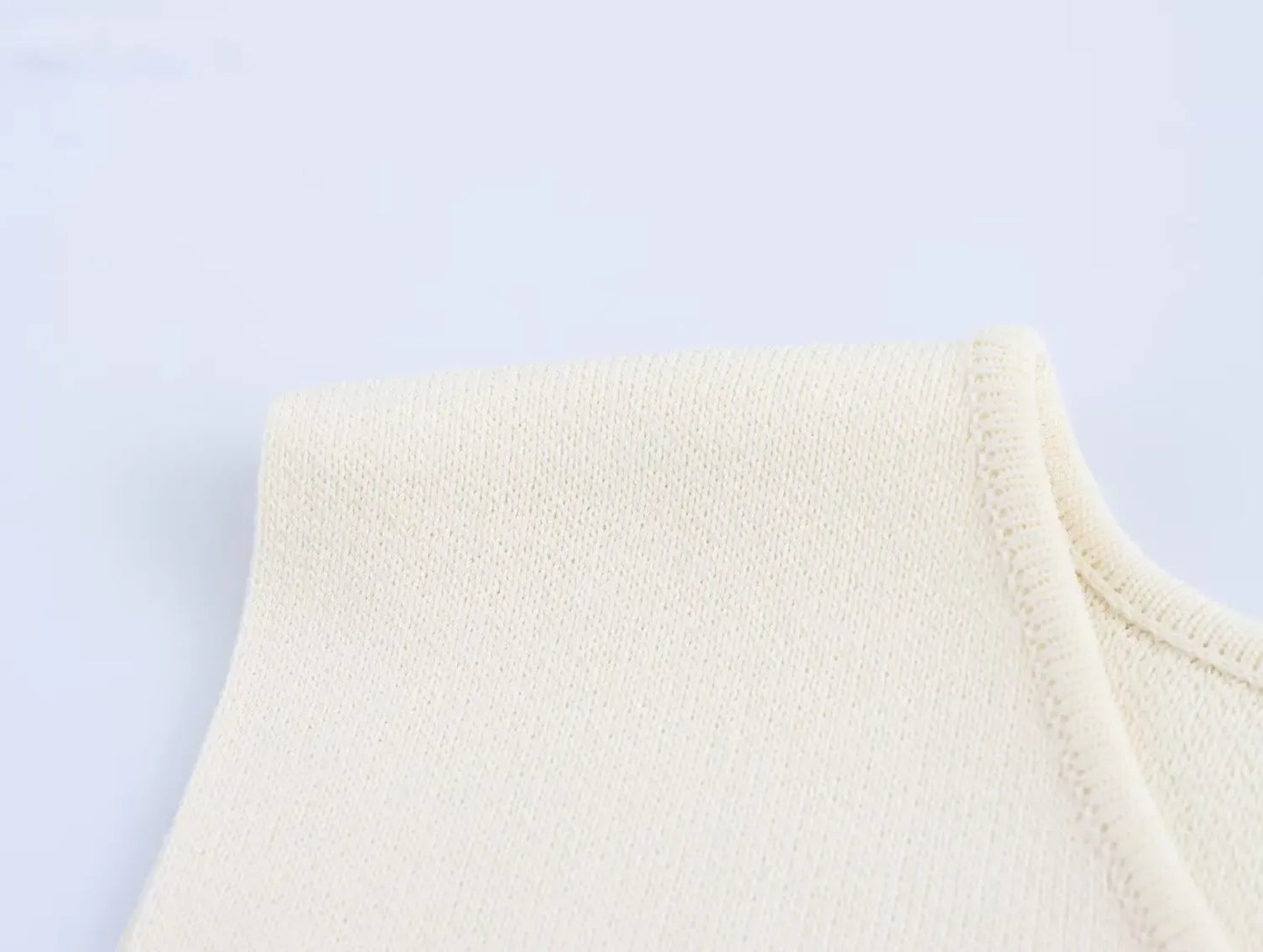 T-line Woman Side Buttons Knitted Vest, Casual Slim Sleeveless , O Neck , Autumn Crop (2 weeks delivery)