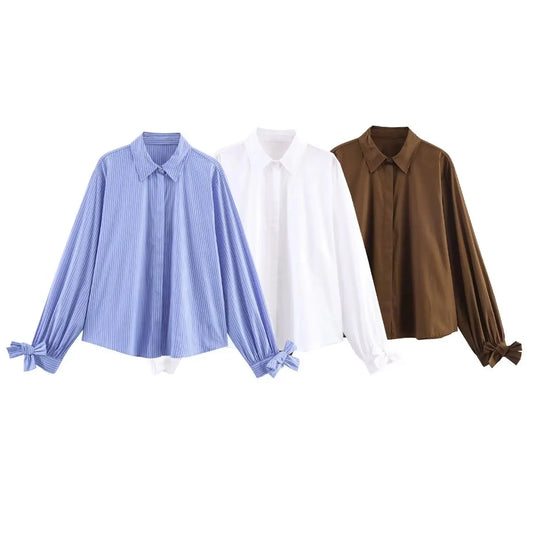 T-line Woman Striped Shirt,  Button, Blouse,  Long Sleeve,  Autumn,  Female  Shirts (2 weeks delivery)