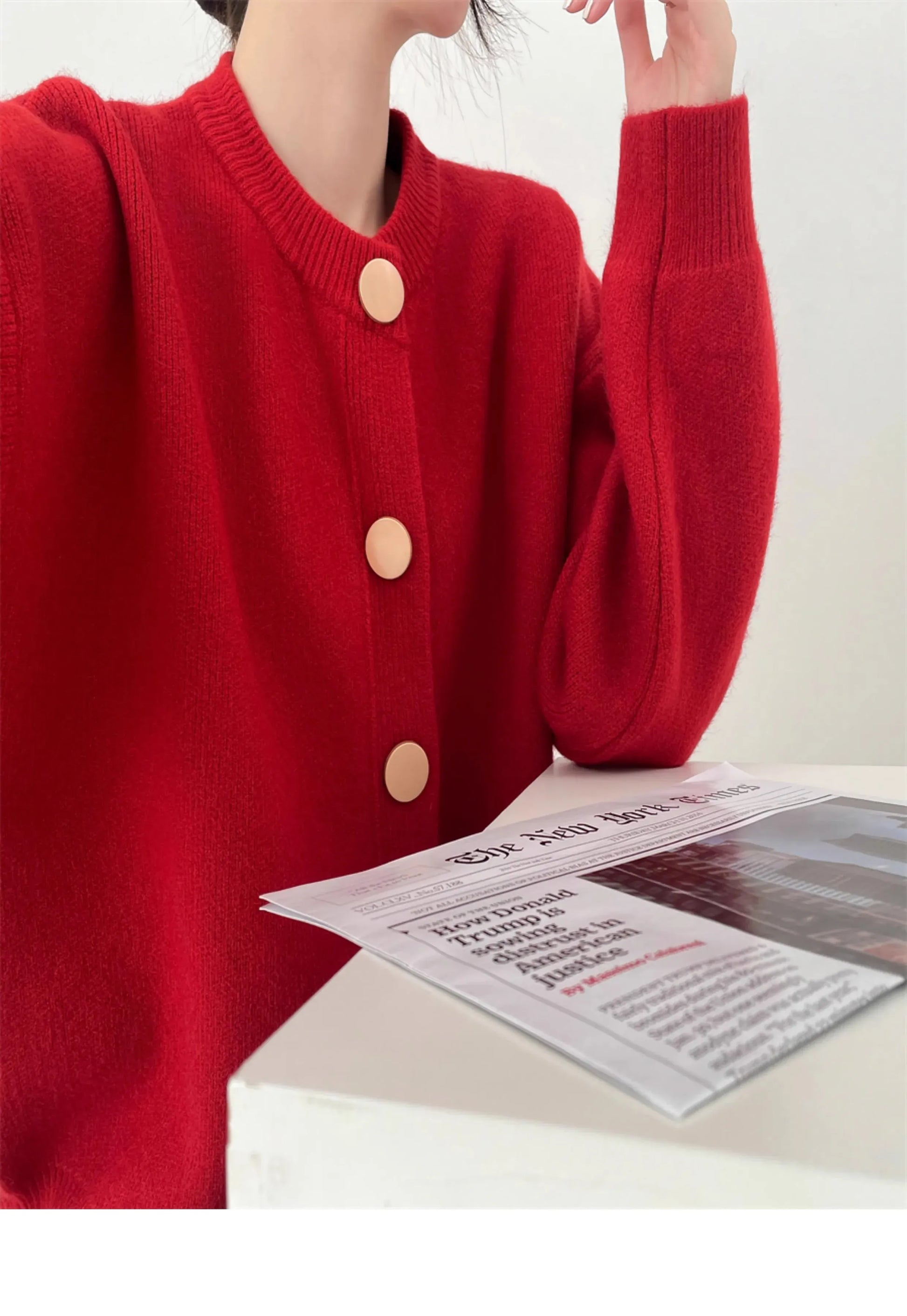 T-line Women Cardigans, Sweater,  O-neck, Autumn / Winter,  Knitted (2 weeks delivery)