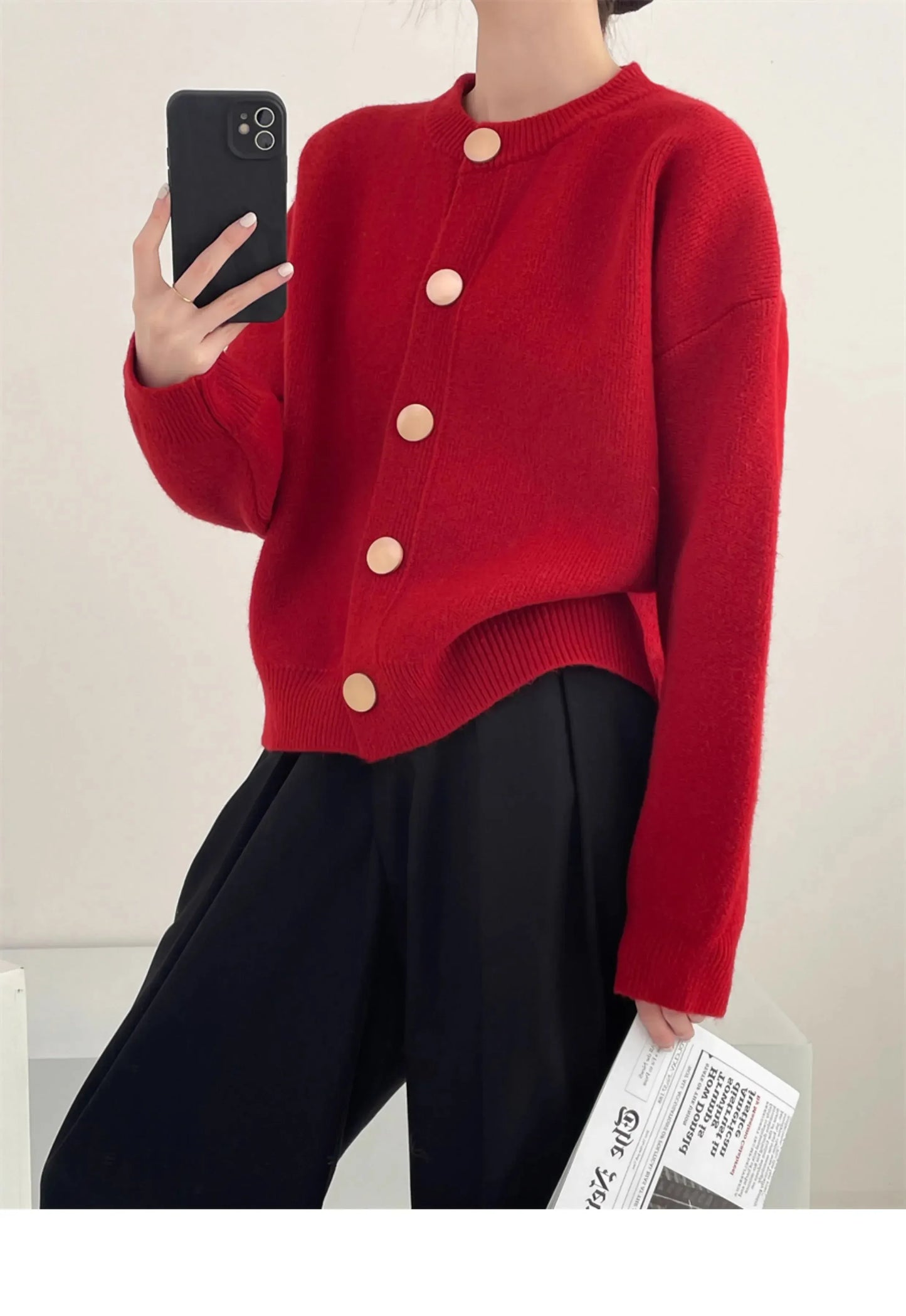T-line Women Cardigans, Sweater,  O-neck, Autumn / Winter,  Knitted (2 weeks delivery)