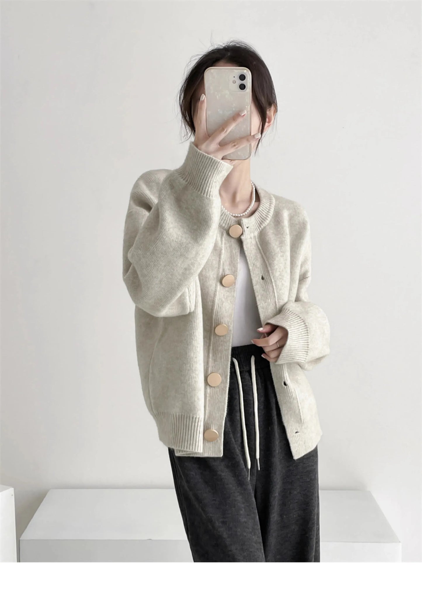 T-line Women Cardigans, Sweater,  O-neck, Autumn / Winter,  Knitted (2 weeks delivery)