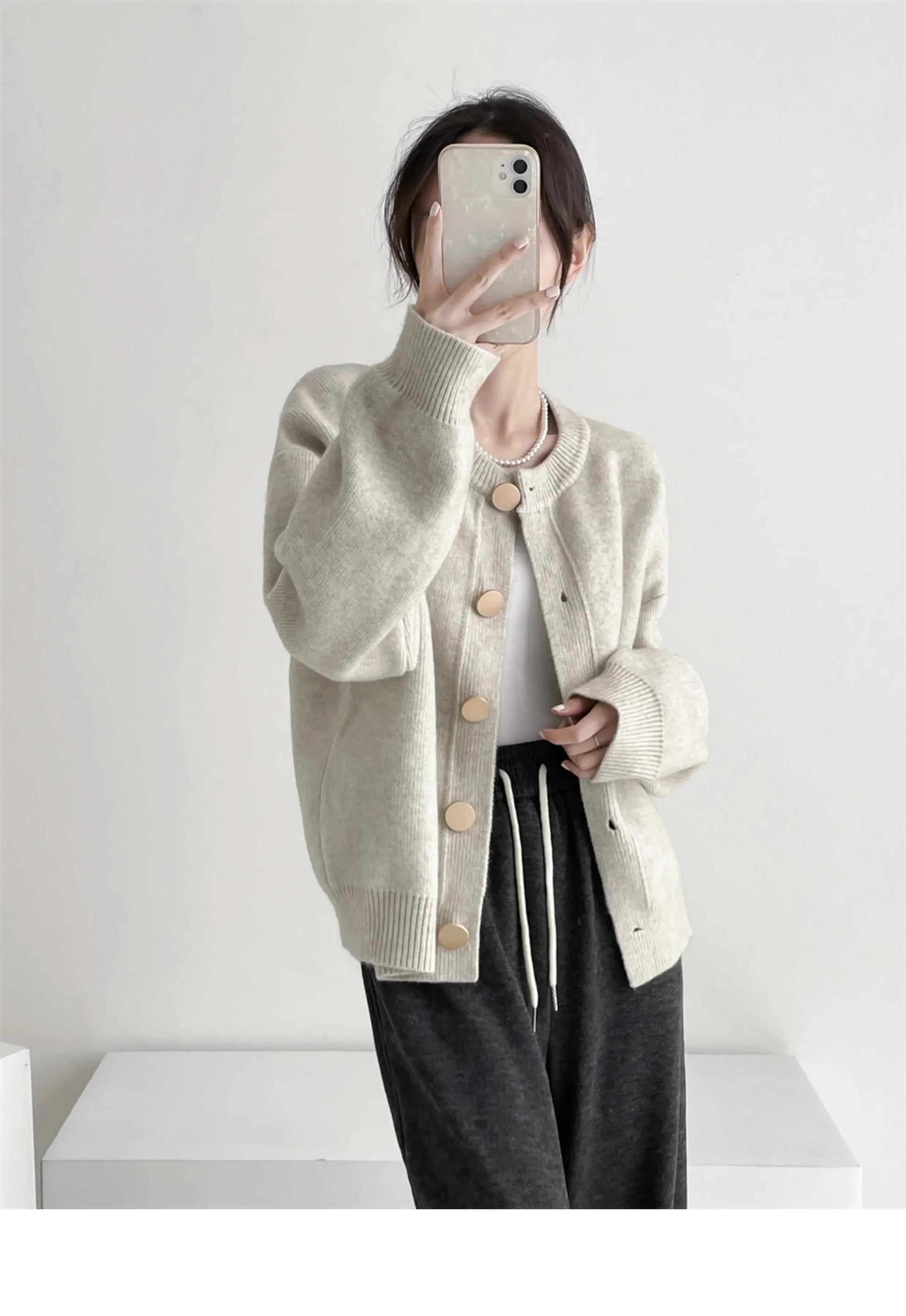 T-line Women Cardigans, Sweater,  O-neck, Autumn / Winter,  Knitted (2 weeks delivery)