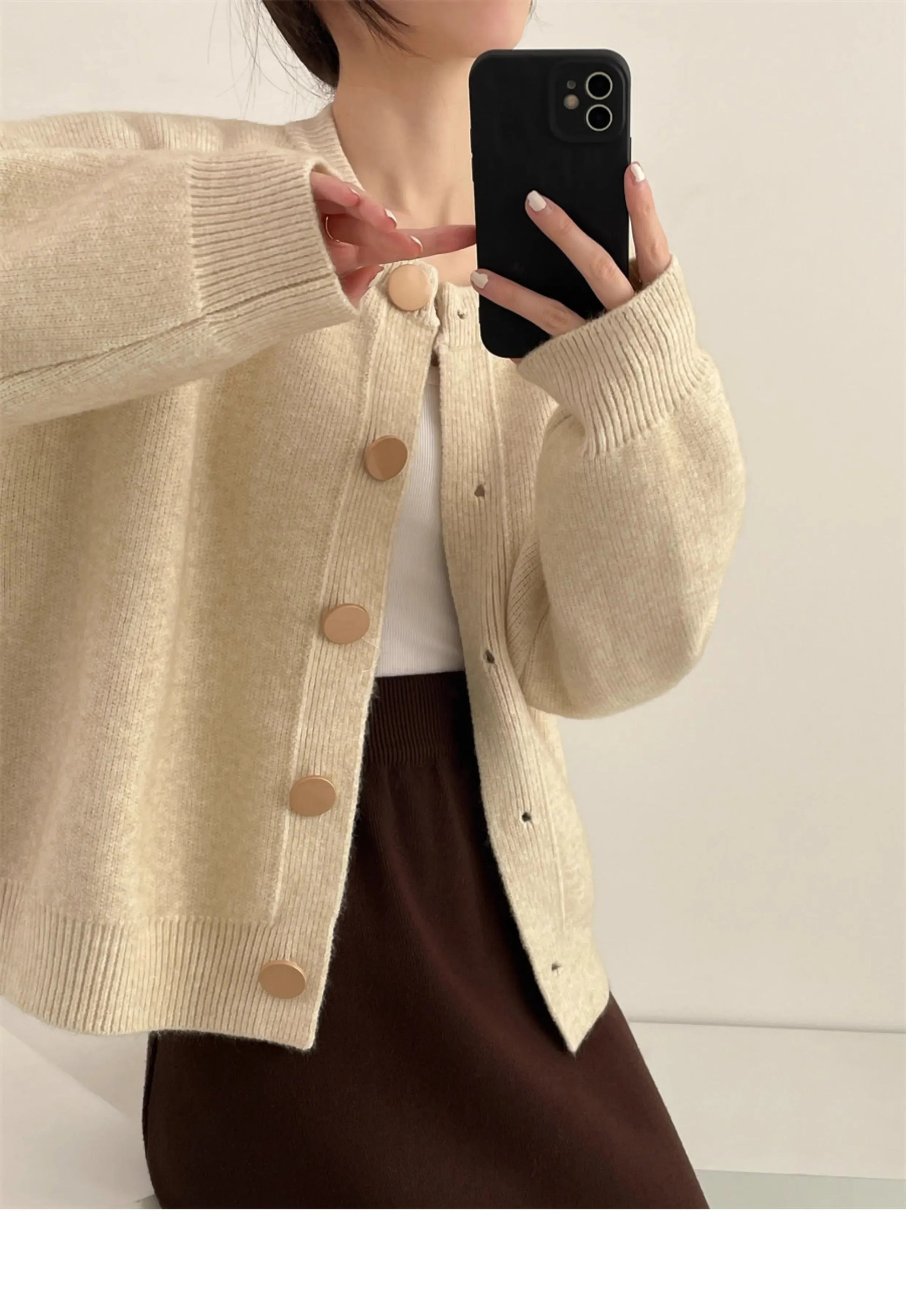 T-line Women Cardigans, Sweater,  O-neck, Autumn / Winter,  Knitted (2 weeks delivery)