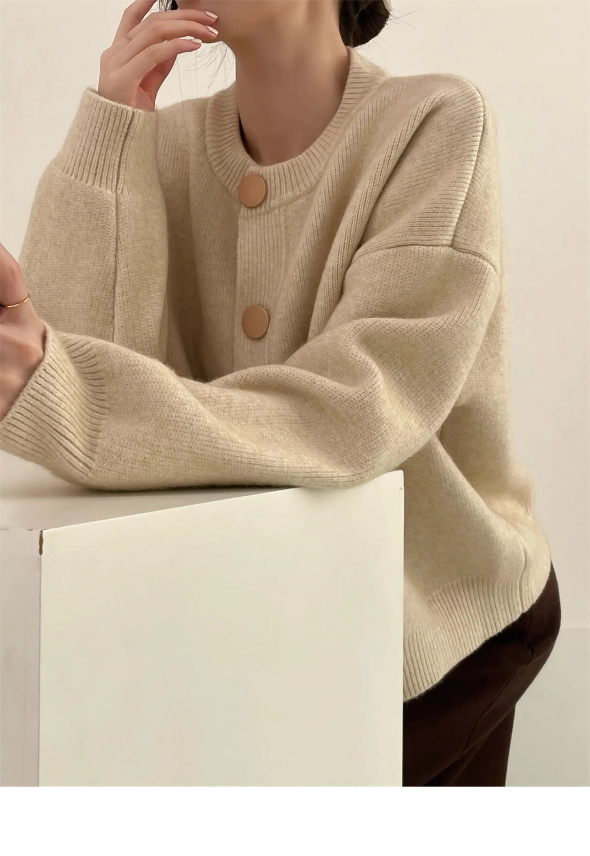 T-line Women Cardigans, Sweater,  O-neck, Autumn / Winter,  Knitted (2 weeks delivery)