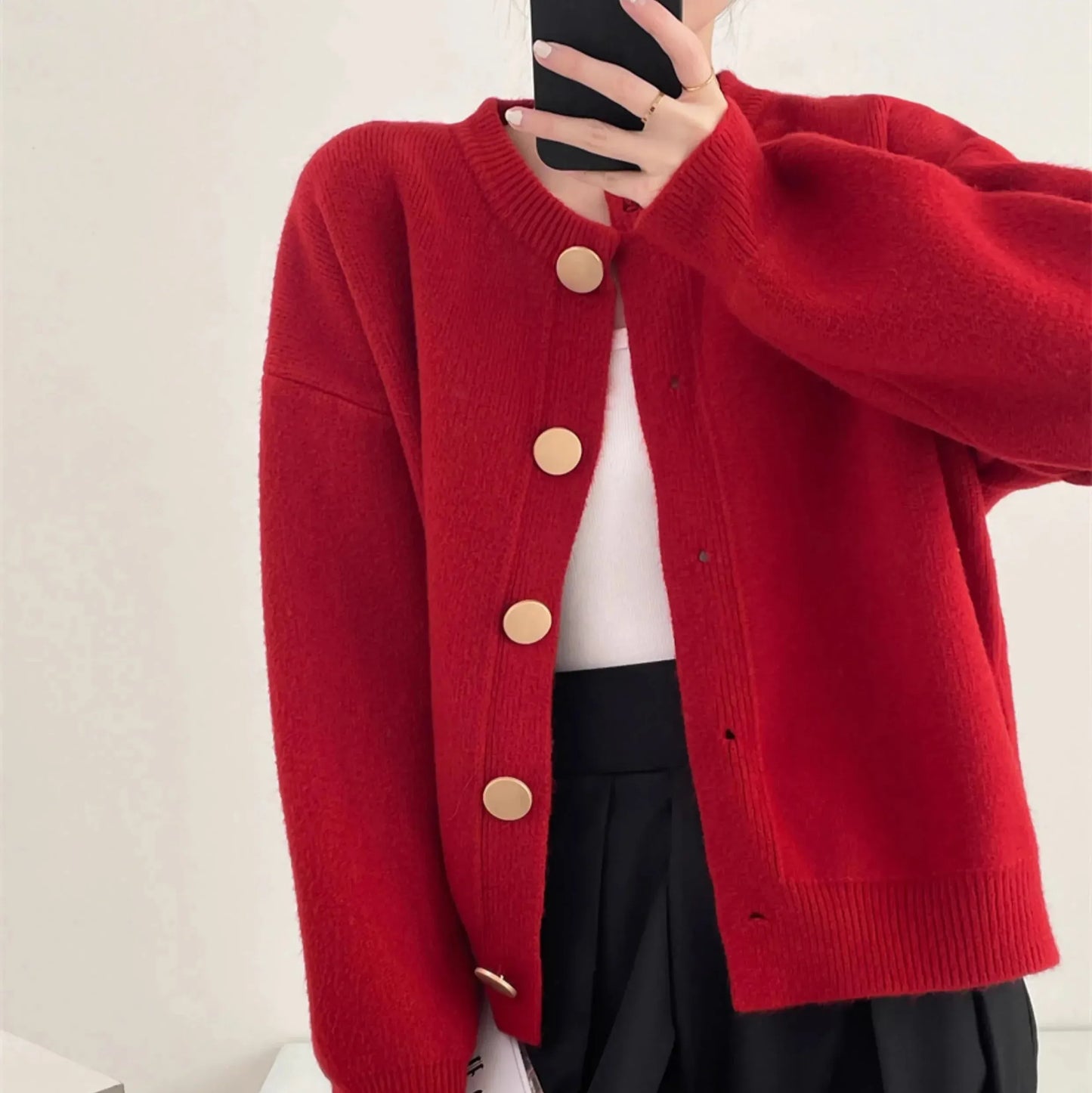T-line Women Cardigans, Sweater,  O-neck, Autumn / Winter,  Knitted (2 weeks delivery)