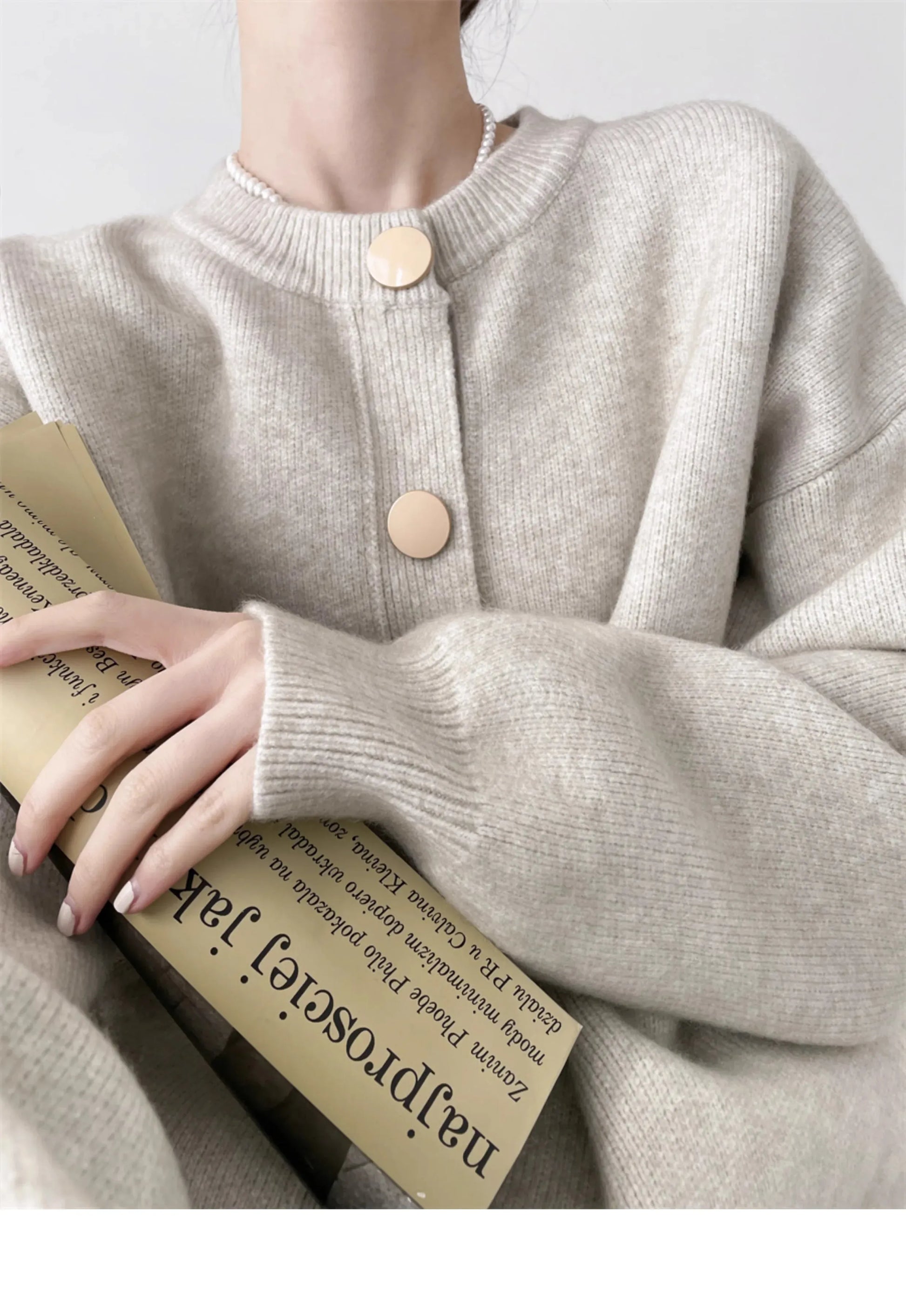 T-line Women Cardigans, Sweater,  O-neck, Autumn / Winter,  Knitted (2 weeks delivery)