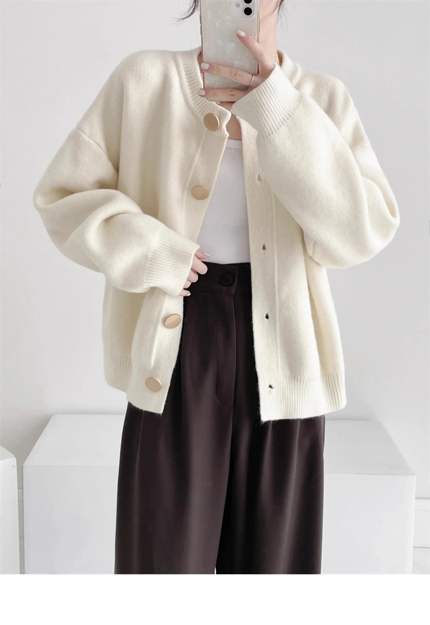 T-line Women Cardigans, Sweater,  O-neck, Autumn / Winter,  Knitted (2 weeks delivery)