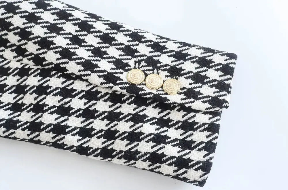 T-line Women  Double Breasted  Blazer,   Long Sleeve, Flap Pockets, jacket, short  (2 weeks delivery)