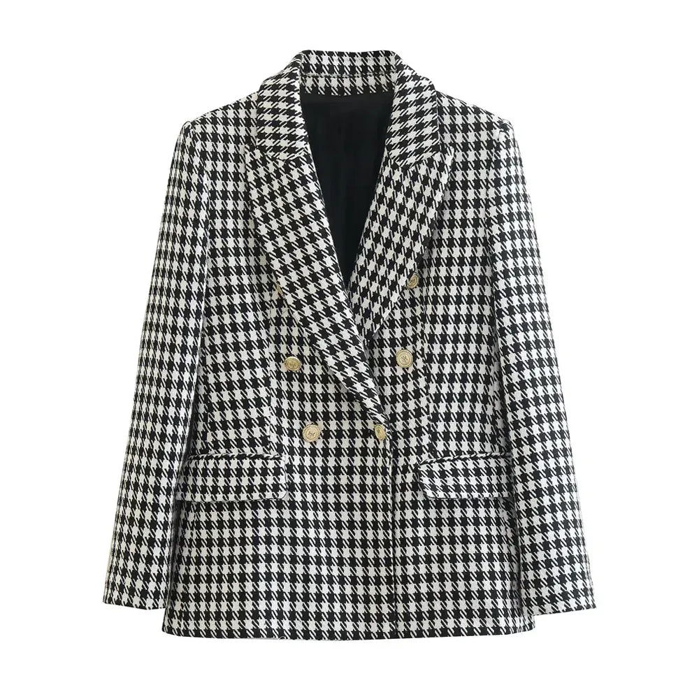 T-line Women  Double Breasted  Blazer,   Long Sleeve, Flap Pockets, jacket, short  (2 weeks delivery)