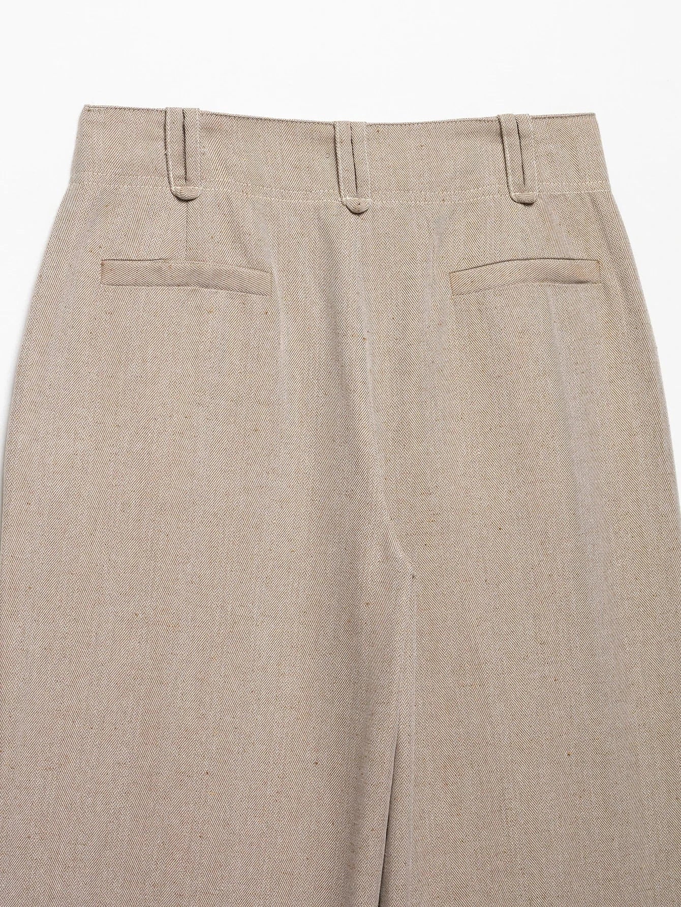 T-line Women Khaki  Set , Pants , Cropped Jacket , Long Sleeves , Female Suits (5 - 10  work days free delivery)