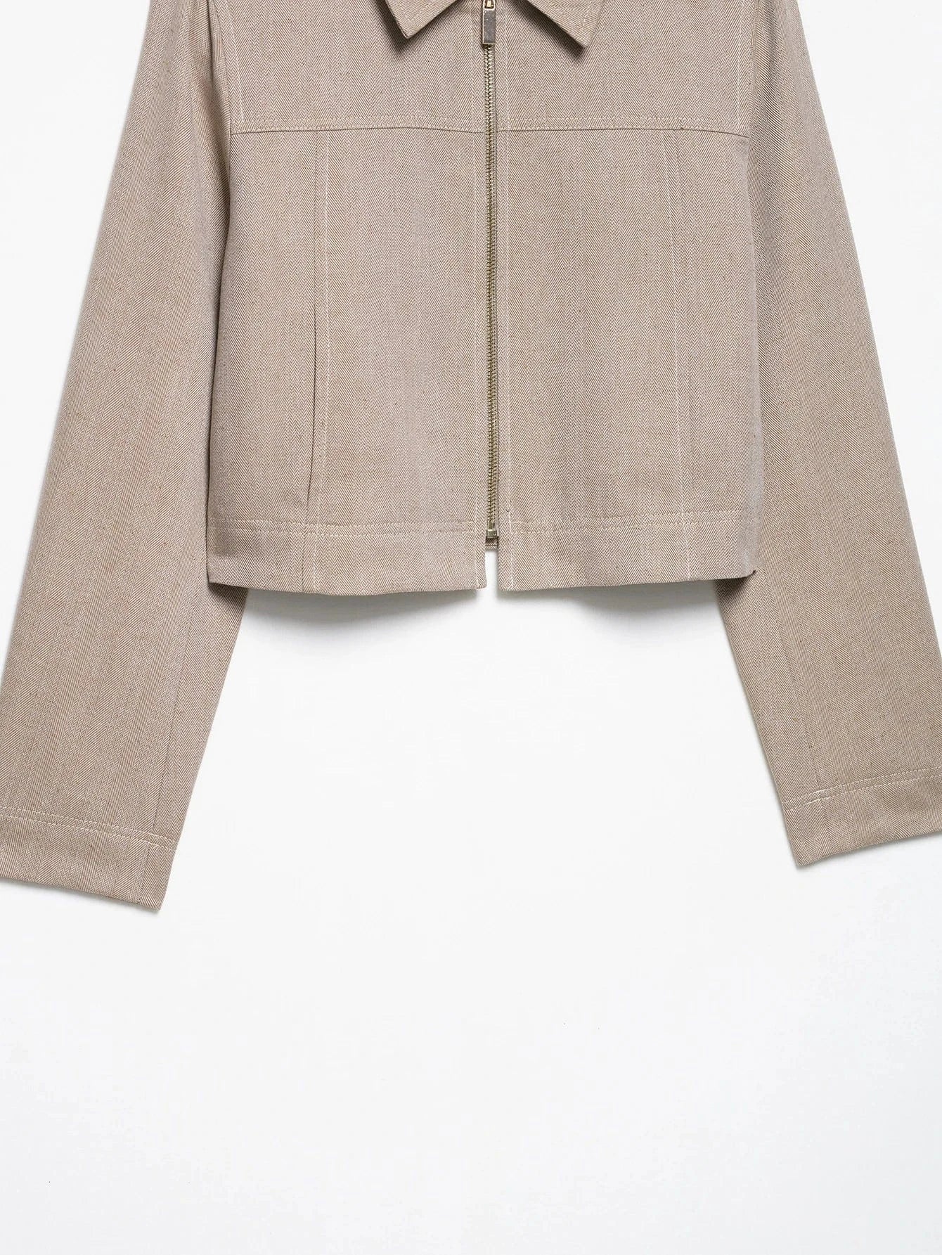 T-line Women Khaki  Set , Pants , Cropped Jacket , Long Sleeves , Female Suits (5 - 10  work days free delivery)