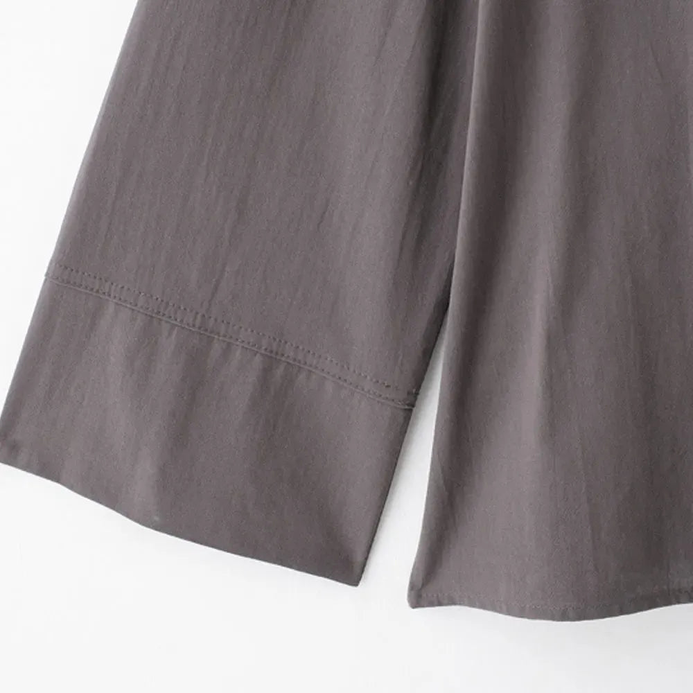 T-line Women Kimono Blouses And High  Waist Side Pockets Pants , Two Piece Sets, suit  (2 weeks delivery)