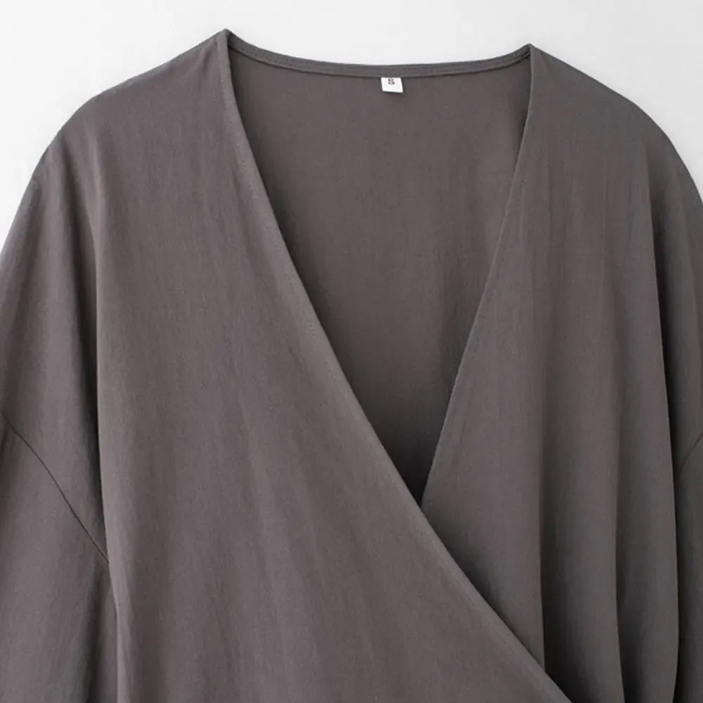 T-line Women Kimono Blouses And High  Waist Side Pockets Pants , Two Piece Sets, suit  (2 weeks delivery)