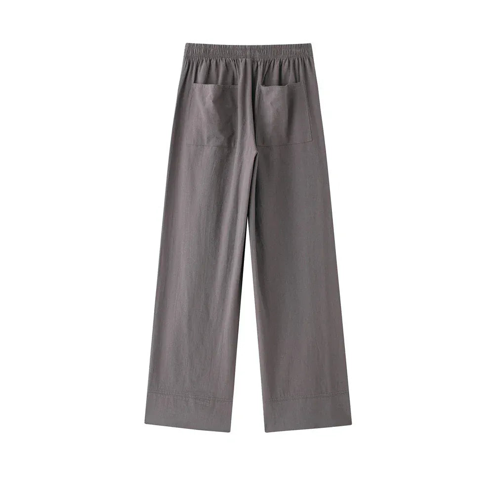 T-line Women Kimono Blouses And High  Waist Side Pockets Pants , Two Piece Sets, suit  (2 weeks delivery)