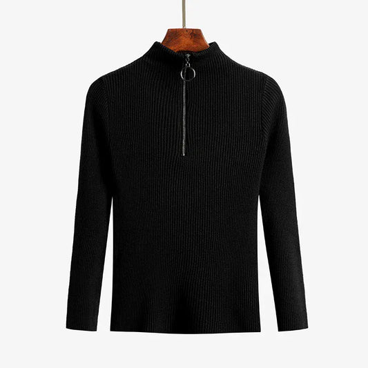 T-line Women Knitted Sweaters,  Long Sleeve , Zip-up,  Basic Female Pullovers  (2 weeks delivery)