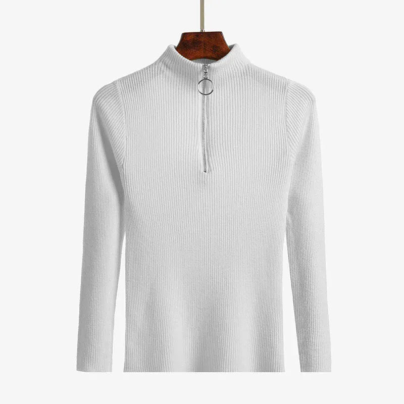 T-line Women Knitted Sweaters,  Long Sleeve , Zip-up,  Basic Female Pullovers  (2 weeks delivery)