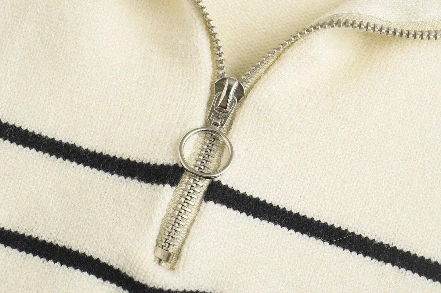 T-line Women  Loose Striped,  Knitted Sweaters, pullover,   Long Sleeve,  Zip-up,  Knitwear  (2 weeks delivery)