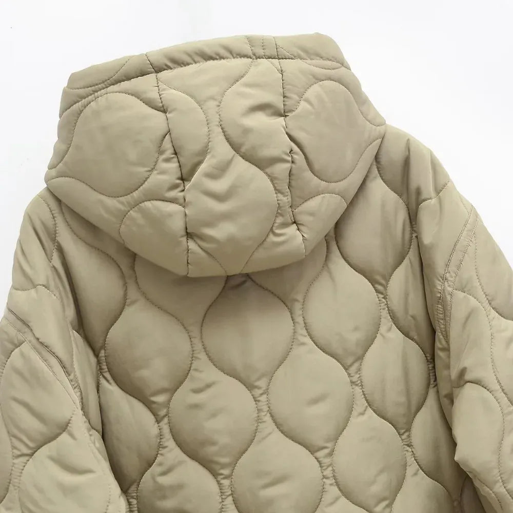 T-line Women Loose Warm Adjustable Hood, Overcoat Long Sleeves Single Breasted , Pocket Jacket,  Spring , Coat(2 weeks delivery)