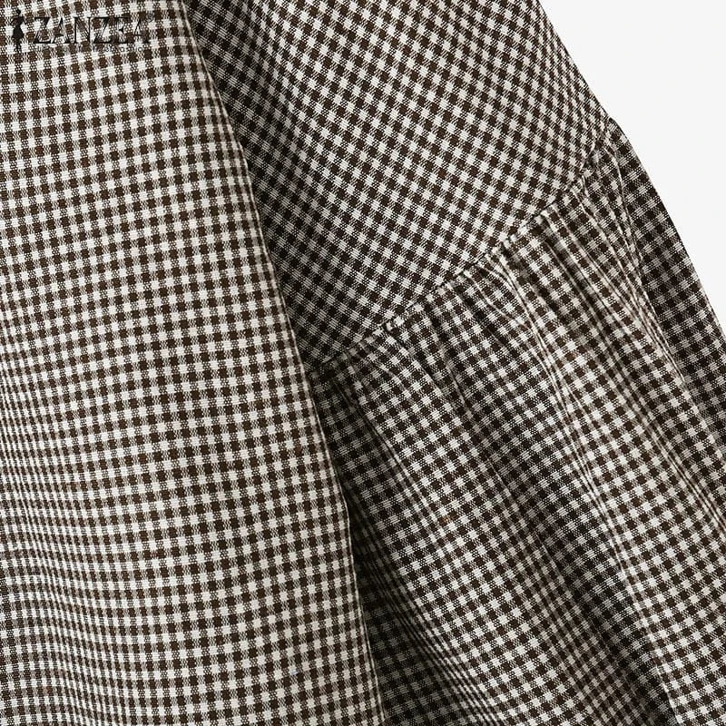 T-line Women Plaid Blouse,  Shirts,  O-neck, Long Sleeve, (2 weeks delivery)