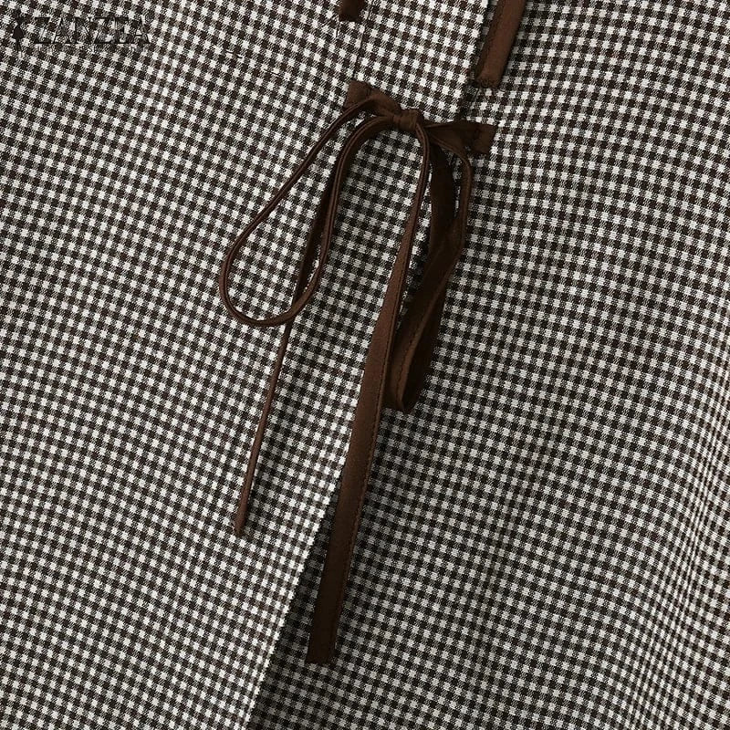 T-line Women Plaid Blouse,  Shirts,  O-neck, Long Sleeve, (2 weeks delivery)