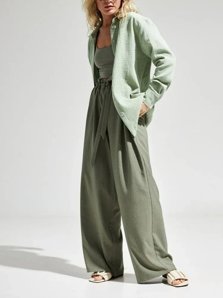 T-line Women's 100% Cotton Shirts, Solid color,  Long Sleeve, Loose Top,s Crepe Shirts, blouse (2 weeks delivery)