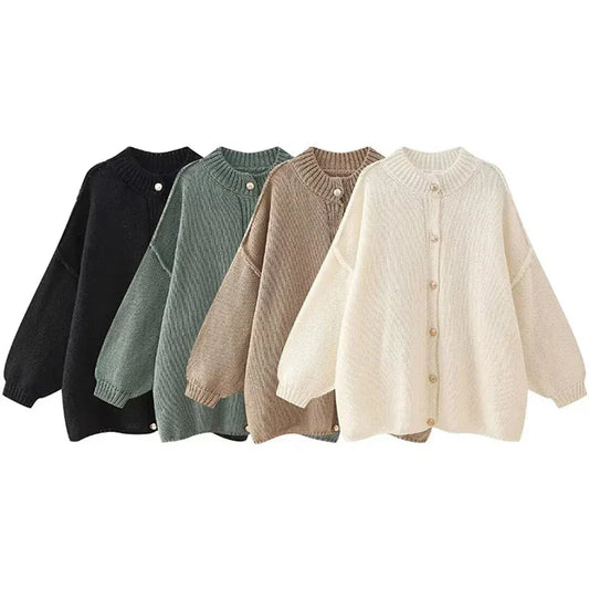 T-line Women's Bat Sleeve Cardigan, Sweater, Metal Button,  Jacket Women's knitted (2 weeks delivery)