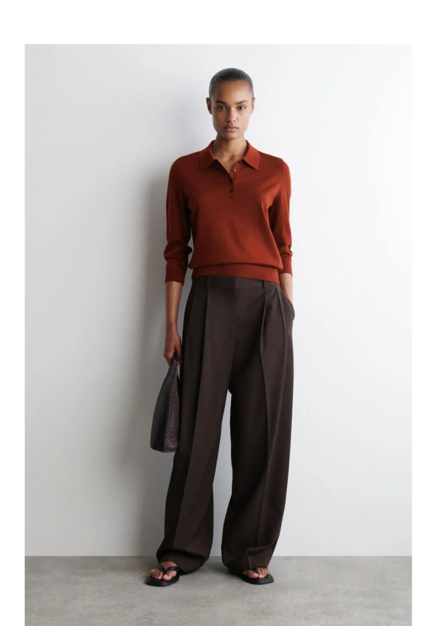 T-line women's casual  Polo collar wool, knitted sweater, pullover (2 weeks delivery)