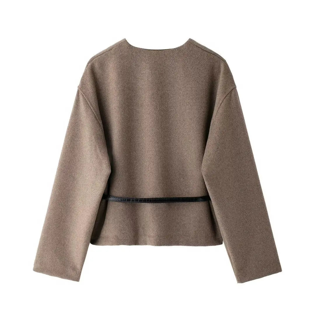 T-line Women's Coat With Belt Soft Top  Autumn / spring    (5 - 10  work days free delivery)