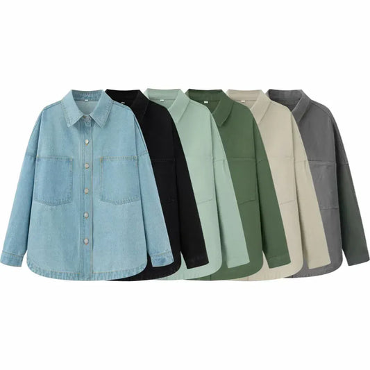 T-line women's denim  jacket, shirt, collar,  bucket,  spring / summer (2 weeks delivery)