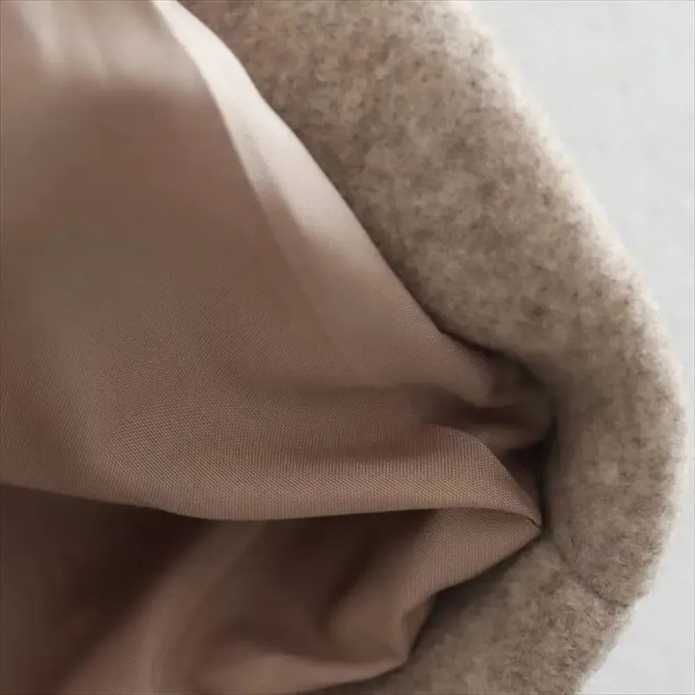 T-line Women's  Double-Breasted, Warm, Trench Coat. Fall And Winter  V-Neck, Long-Sleeved, Pocket, Tweed  Long jacket (2 weeks delivery)