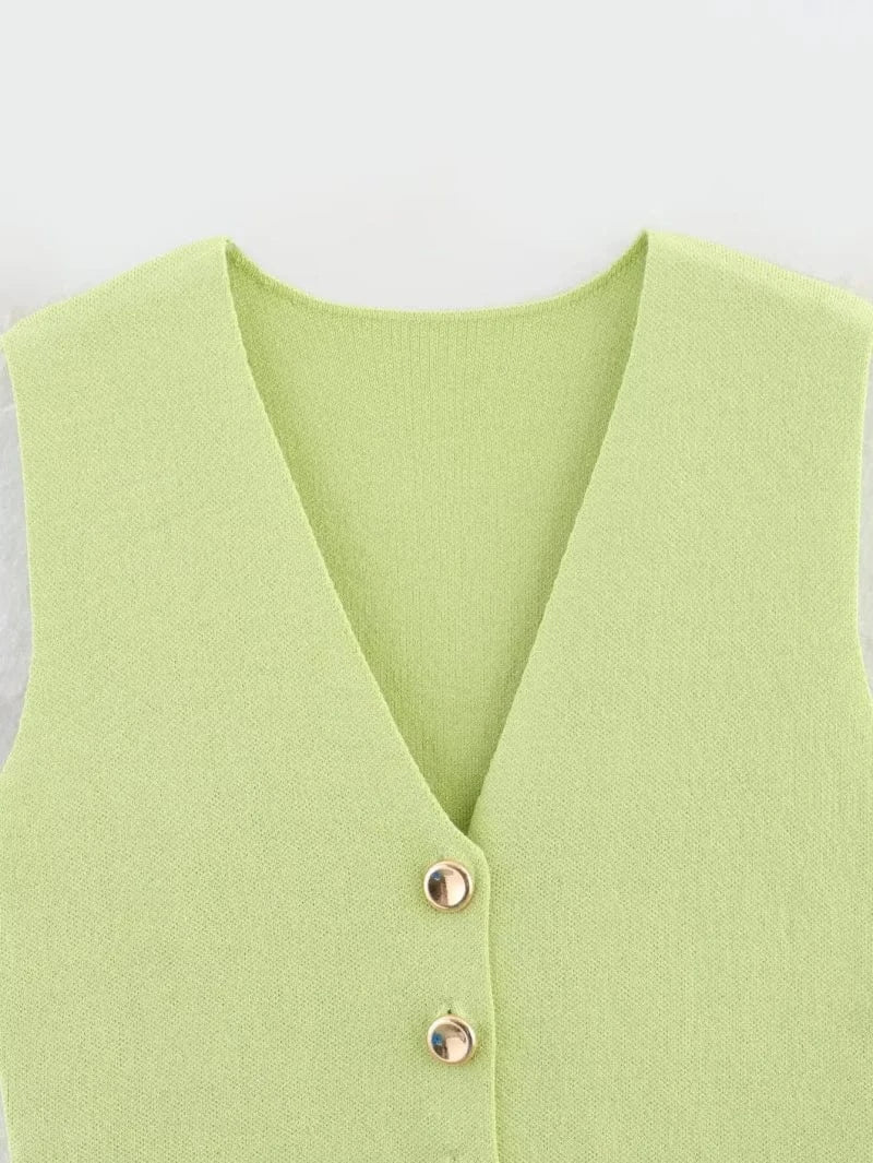 T-line women's elegant fashion , V-neck sleeveless vest jacket knitted waistcoat (5 - 10 free delivery)