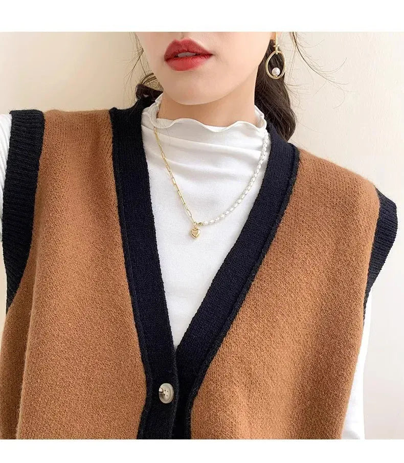 T-line Women's Half Polo Turtle Neck Base Layer Top New Spring Autumn Winter White Long Sleeve T-Shirt Wooden Ear Decoration Stylish Hi