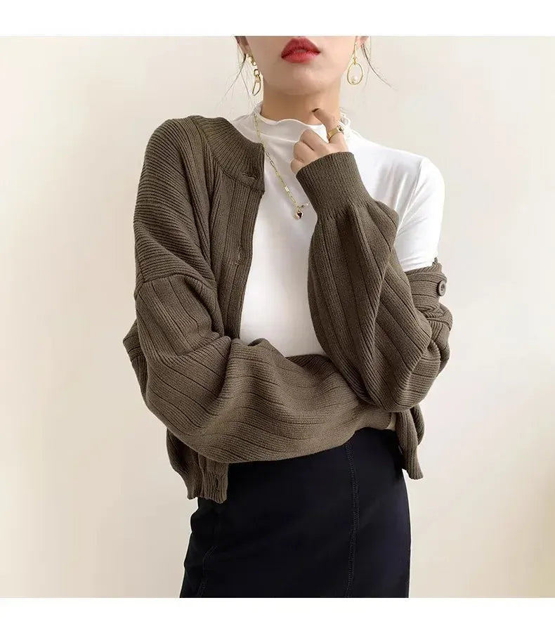 T-line Women's Half Polo Turtle Neck Base Layer Top New Spring Autumn Winter White Long Sleeve T-Shirt Wooden Ear Decoration Stylish Hi