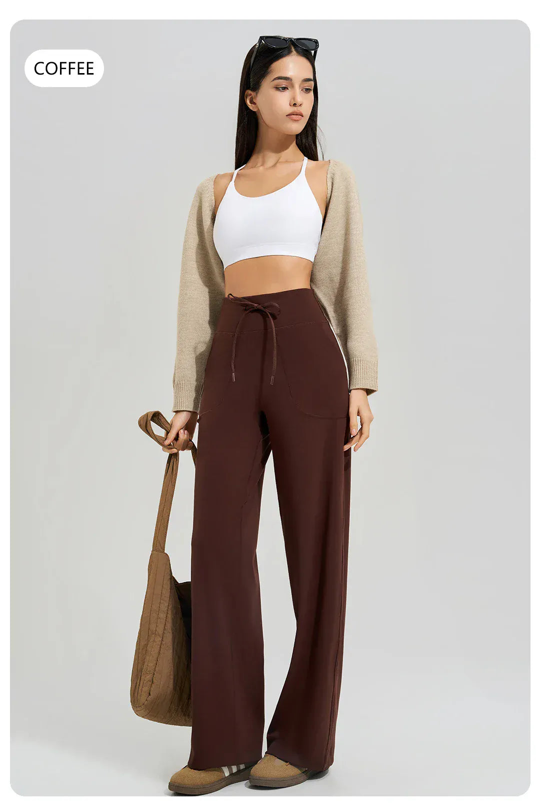 T-line Women's High Waist Yoga Pants, Gym, Loose Running, Yoga Pants , Pockets Pants,  Ties (2 weeks delivery)