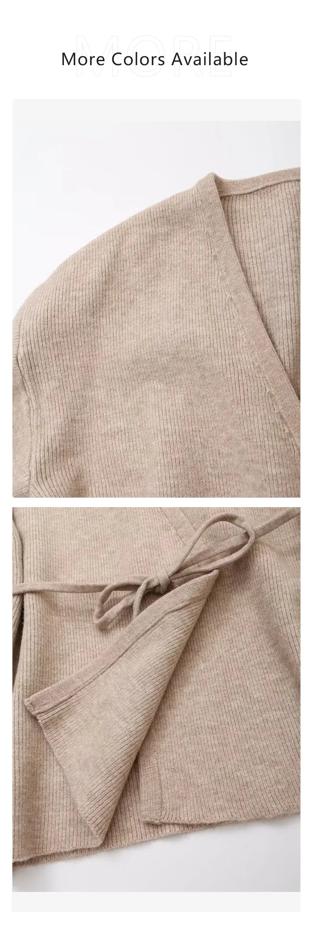 T-line women's knitted lace up cardigan top and pants set (5 - 10  work days free delivery)