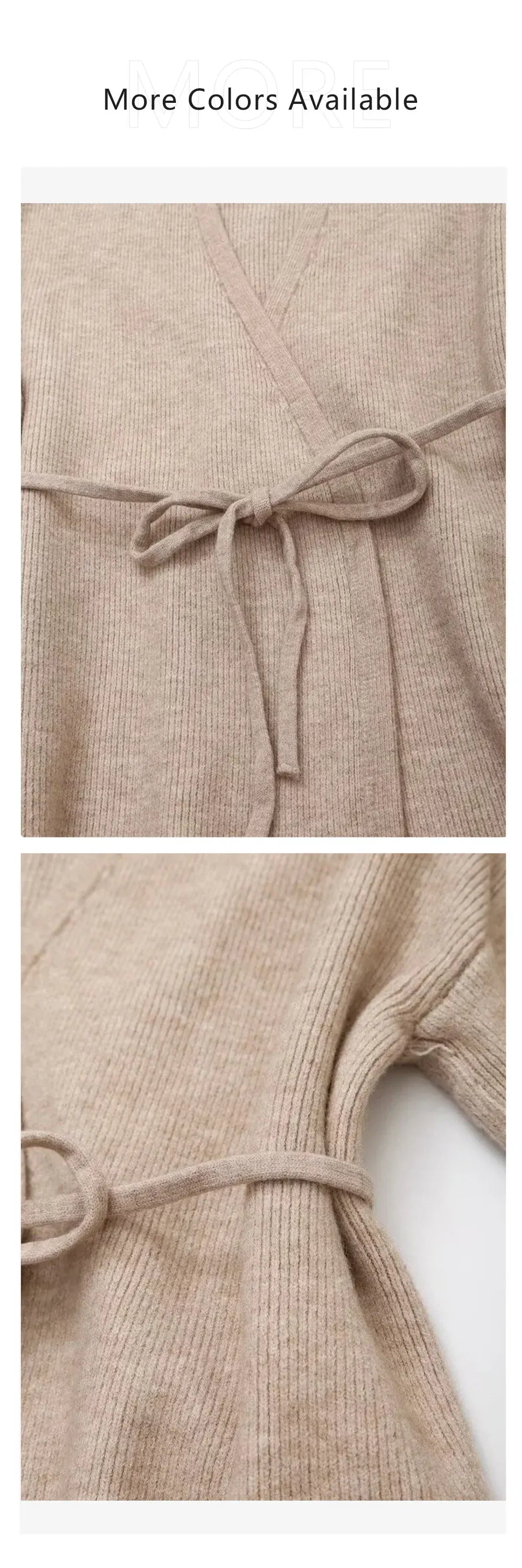 T-line women's knitted lace up cardigan top and pants set (5 - 10  work days free delivery)