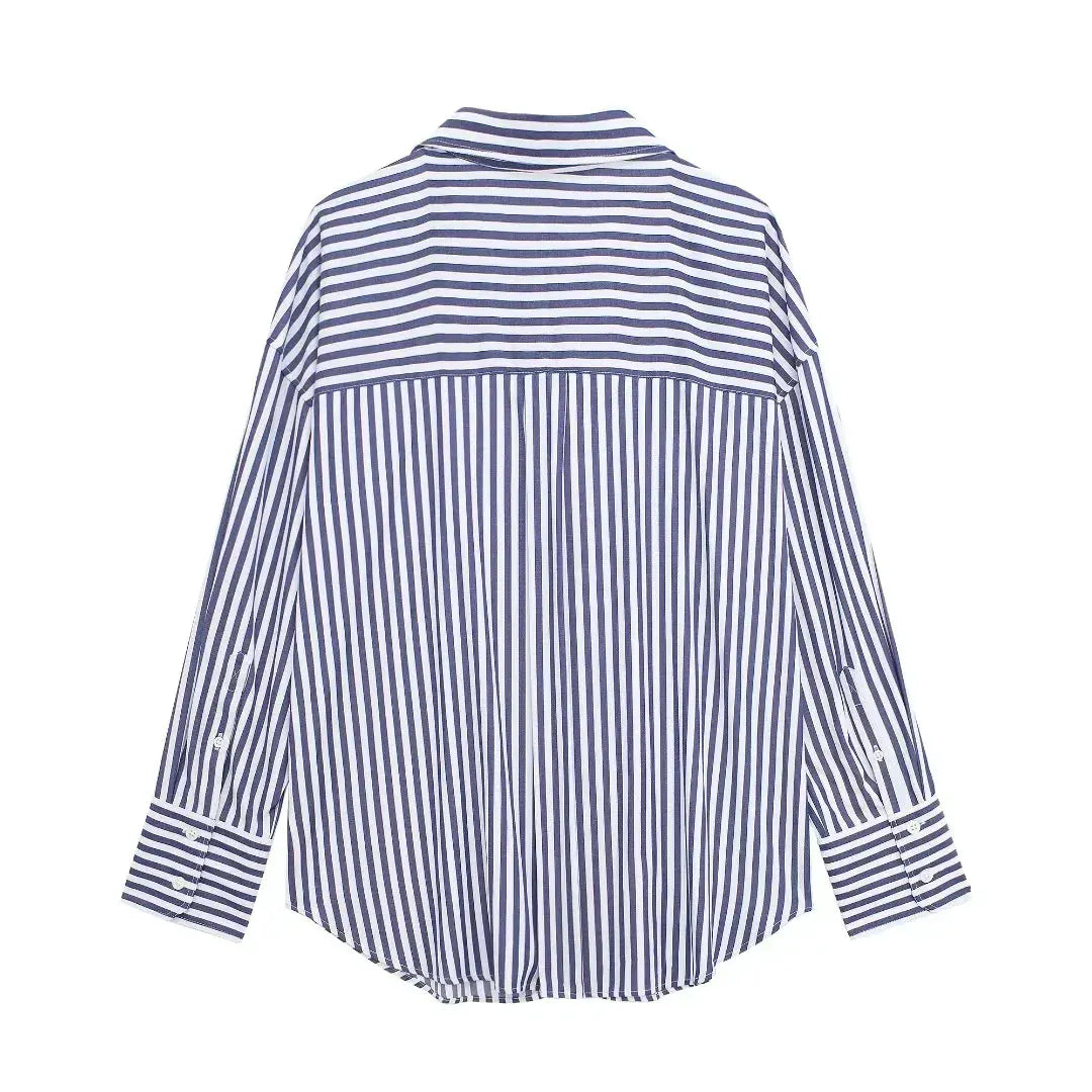 T-line Women's  Long Sleeve Lapel Blouses, V-neck, Single Breasted, Loose, Shirt, Tops (2 weeks delivery)