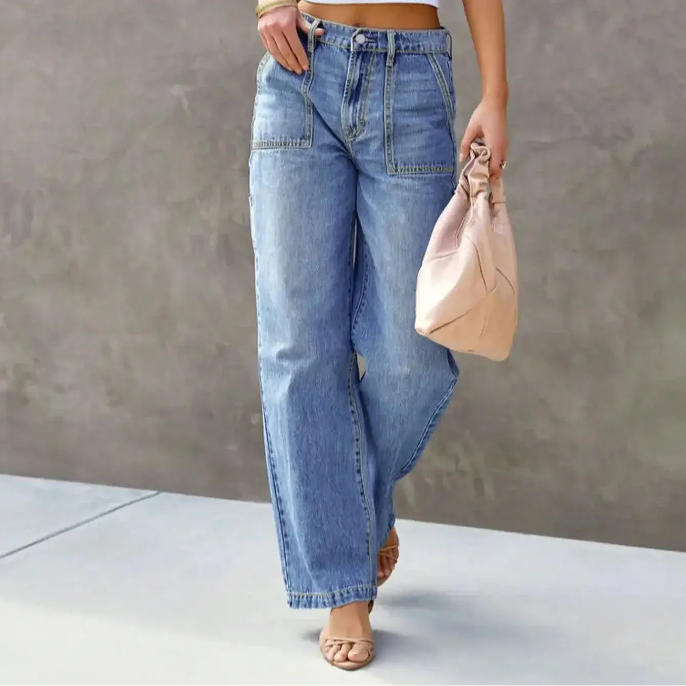 T-line Women's Multi-Pocket Denim Pants, Jeans , denim, trouser  (2 weeks delivery)