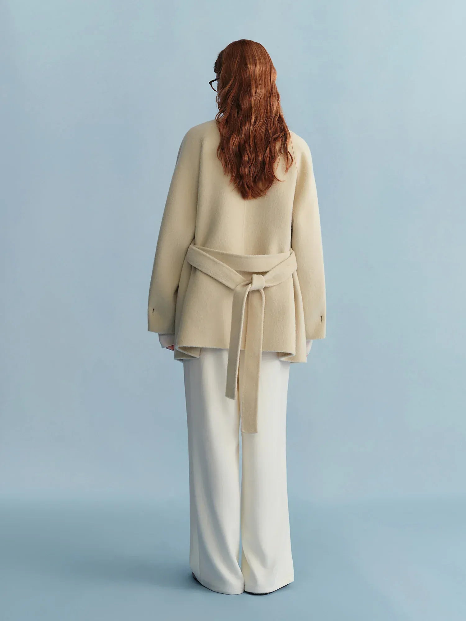 T-line Women's Short Alpaca Blend Coat - Double Faced Wool Blend Tweed Jacket with Stand  Casual Elegance(2 weeks delivery)